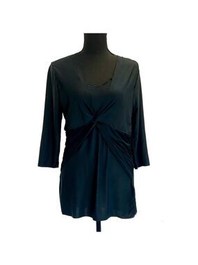 BCBGMAXAZRIA black crisscross 3/4 sleeve top blouse stretchy Sz M